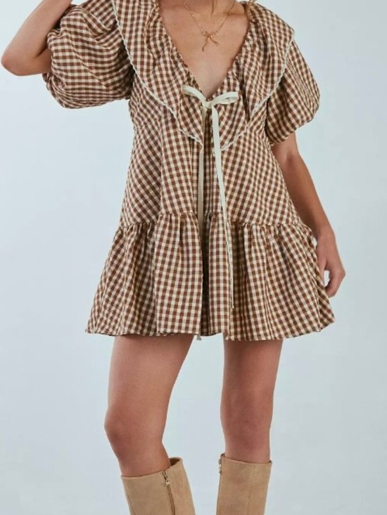 For Love And Lemons Dresses & Skirts - NWT For Love & Lemons Gingerbread Gingham Mini Dress